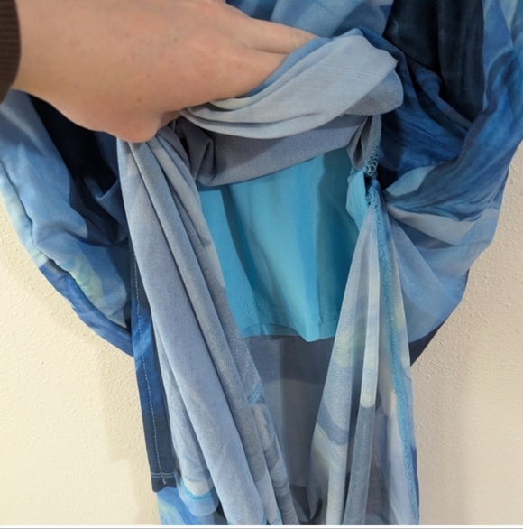 Commense Blue Floral Mesh Dress Size Small - Picture 5 of 6